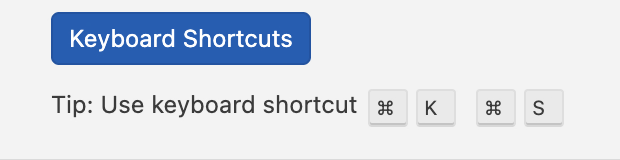 A magnified crop of the screenshot: a button and keyboard shortcut keys rendered sharply.